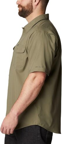 Columbia Men's Utilizer II Solid Short Sleeve Shirt, Moisture Wicking, Sun Protection, Stone Green, X-Large in Kuwait