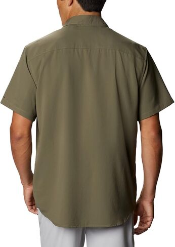 Columbia Men's Utilizer II Solid Short Sleeve Shirt, Moisture Wicking, Sun Protection, Stone Green, X-Large in Kuwait