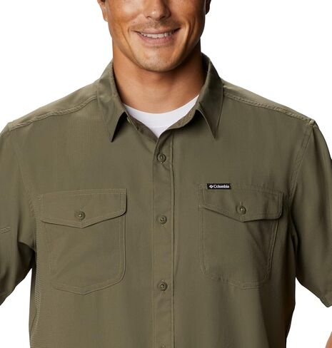 Columbia Men's Utilizer II Solid Short Sleeve Shirt, Moisture Wicking, Sun Protection, Stone Green, X-Large in Kuwait