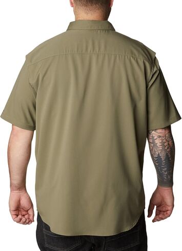 Columbia Men's Utilizer II Solid Short Sleeve Shirt, Moisture Wicking, Sun Protection, Stone Green, X-Large in Kuwait