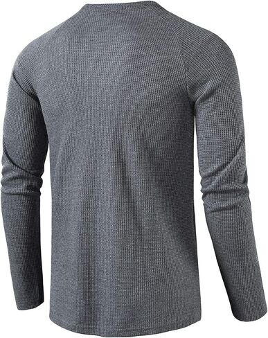 Henley Shirts for Men Breathable Waffle Knit Sweatshirt Bodybuilding Pullover Plain Long Sleeve T-Shirt Tops in Saudi Arabia