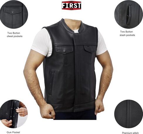 First Manufacturing Platinum Series Men's Hot Shot Leather Vest (,) in Saudi Arabia
