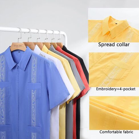 EUMAYA Mens Casual Shirts Guayabera Short Sleeve Zipper Cuban Shirts Mexico Style in Saudi Arabia