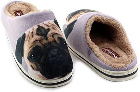 AFISH Unisex Pug Slippers Soft Cotton Indoor Shoes Slip-on Memory Foam Bedroom Slippers Cute Home Shoes Pug Gift for Pug Lovers in Saudi Arabia