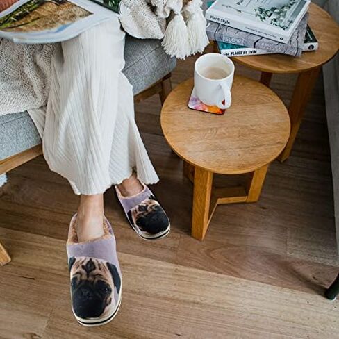 AFISH Unisex Pug Slippers Soft Cotton Indoor Shoes Slip-on Memory Foam Bedroom Slippers Cute Home Shoes Pug Gift for Pug Lovers in Saudi Arabia