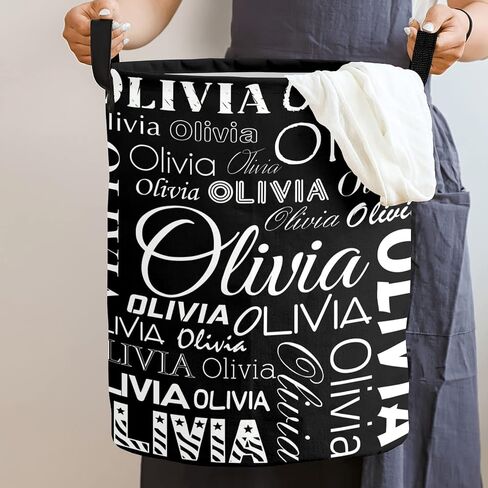 Custom Laundry Basket Personalized Collapsible Laundry Hamper with Name Customized Dirty Clothes Storage Basket with Handle for Bedroom（Style 08） in Kuwait