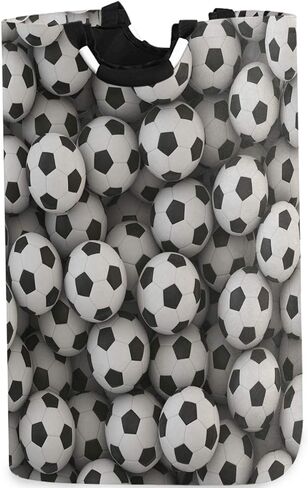 visesunny Collapsible Laundry Basket Soccer Ball 3D Print Large Laundry Hamper Oxford Fabric Dirty Clothes Toy Organizer with Handle for Bathroom Bedroom Kids Room Dorm in Saudi Arabia