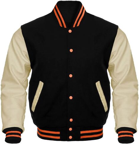 Varsity Letterman Baseball Bomber Jackets Genuine Leather Sleeves & Multi Wool Color Options in Saudi Arabia