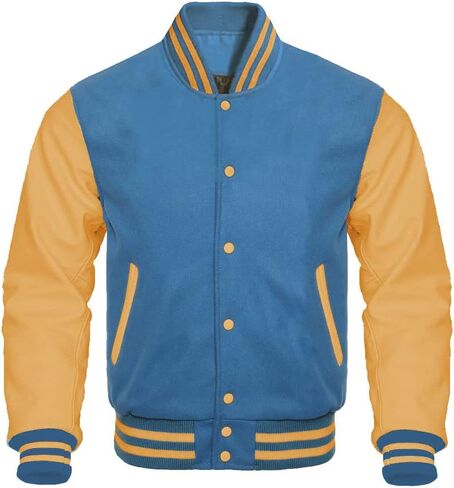Varsity Letterman Baseball Bomber Jackets Genuine Leather Sleeves & Multi Wool Color Options in Saudi Arabia