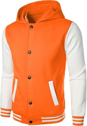 HOOD CREW Mens Casual Sports Varsity Jacket Fashion Hooded Letterman Jackets in Saudi Arabia