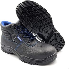 Lurewilder Steel Toe Boots for Men Comfortable Safety Ankle Boots Water Oil Resistance Hazard Resistance Work Boots Anti-Slip Work Shoes Black in Kuwait