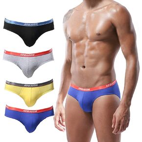 Mens Modal Microfiber Underwear Briefs Low Rise Support Brief Elastic Waistband Briefs Underpants 4 Pack