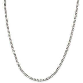 Solid 925 Sterling Silver 3.5mm Curb Cuban Chain Necklace - with Secure Lobster Lock Clasp in Kuwait