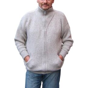 Alpakaandmore Mens Thick Alpaca Wool Cardigan, Grey Sweater in Saudi Arabia