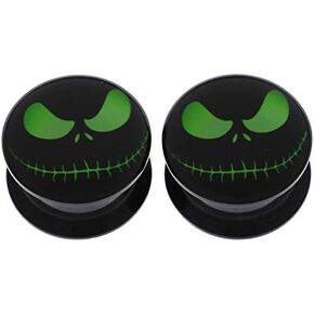 Pair Jack Skellington Black Acrylic Ear Tunnels Plugs Double Flare Saddle Gauges Piercing Starter Stretcher Earring in Kuwait