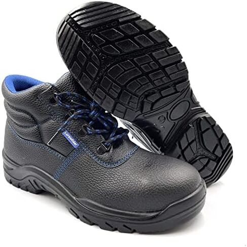 Lurewilder Steel Toe Boots for Men Comfortable Safety Ankle Boots Water Oil Resistance Hazard Resistance Work Boots Anti-Slip Work Shoes Black in Kuwait