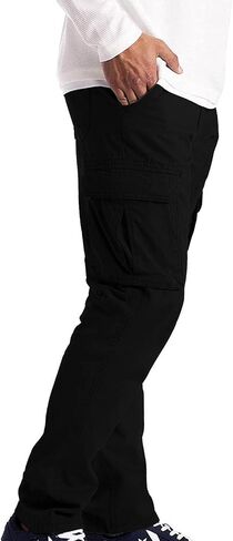 Ymosrh Mens Large Tall Pants Men's Slim Fashion Solid Color Casual Pants Multi Pocket Straight Cargo Pants Stretch in Kuwait