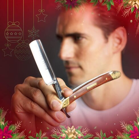 Amazing Straight Razor Kit, Best Barber Straight Razor，Shave Ready Straight Edge Razor，Brush，Strop + Soap，Japanese Steel Straight Razors for Men, Complete Mens Straight Razor Shaving Kit，Great Gift in Kuwait