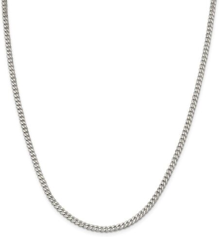 Solid 925 Sterling Silver 3.5mm Curb Cuban Chain Necklace - with Secure Lobster Lock Clasp in Kuwait