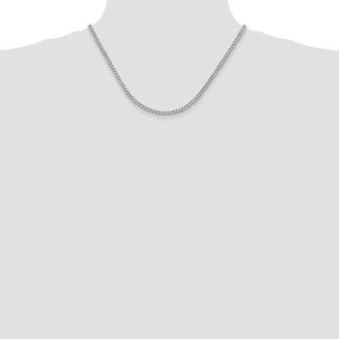 Solid 925 Sterling Silver 3.5mm Curb Cuban Chain Necklace - with Secure Lobster Lock Clasp in Kuwait
