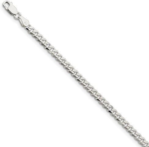 Solid 925 Sterling Silver 3.5mm Curb Cuban Chain Necklace - with Secure Lobster Lock Clasp in Kuwait