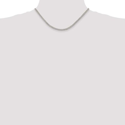 Solid 925 Sterling Silver 3.5mm Curb Cuban Chain Necklace - with Secure Lobster Lock Clasp in Kuwait