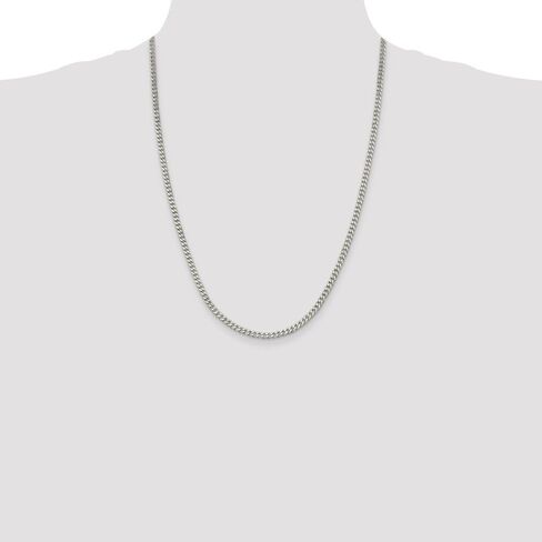 Solid 925 Sterling Silver 3.5mm Curb Cuban Chain Necklace - with Secure Lobster Lock Clasp in Kuwait