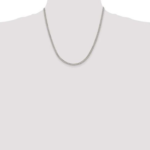 Solid 925 Sterling Silver 3.5mm Curb Cuban Chain Necklace - with Secure Lobster Lock Clasp in Kuwait