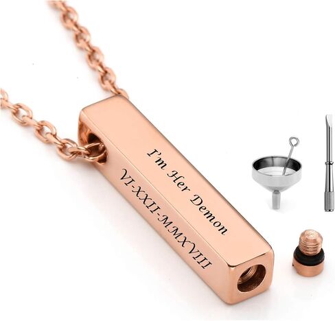 Jovivi Free Engraving - Personalized Custom Stainless Steel Cube Bar Urn Necklace Memorial Ash Keepsake Pendant Cremation Jewelry w/Filler Kit in Saudi Arabia