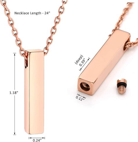 Jovivi Free Engraving - Personalized Custom Stainless Steel Cube Bar Urn Necklace Memorial Ash Keepsake Pendant Cremation Jewelry w/Filler Kit in Saudi Arabia