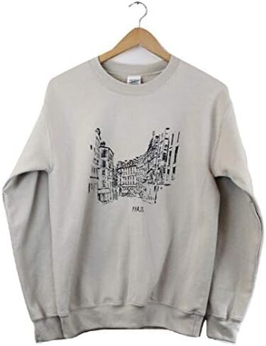 Streets of Paris Beige Graphic Crewneck Sweatshirt in Saudi Arabia
