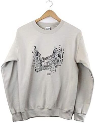 Streets of Paris Beige Graphic Crewneck Sweatshirt in Saudi Arabia