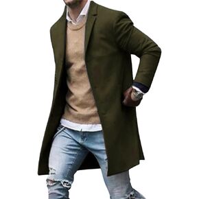 chouyatou Men's Classic Notched Collar Business Top Coat Slim Fit Wool Mid-Length Trench Pea Coat in Saudi Arabia
