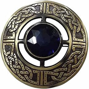 AAR Men's Kilt Brooch Pin Stones Scottish Fly Plaid Celtic Antique Plated Norse Vintage Jewelry