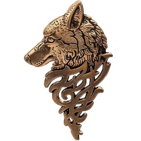 coadipress Vintage Bohemian Wolf Pin Brooch Fashion Animal Dire Wolf Head Coyote Antique Retro Lapel Brooches Badge Men's Suits Buckle Neckwear Accessories in Saudi Arabia