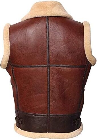 Brown Real Fur Vest Rael Shearling Vest Genuine Lambskin Leather Vest in Saudi Arabia
