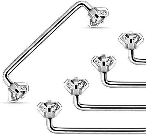 Covet Jewelry Staple Surface Barbell with Internally Threaded Prong Clear Gem 316L Surgical Steel 14 Gauge in Saudi Arabia