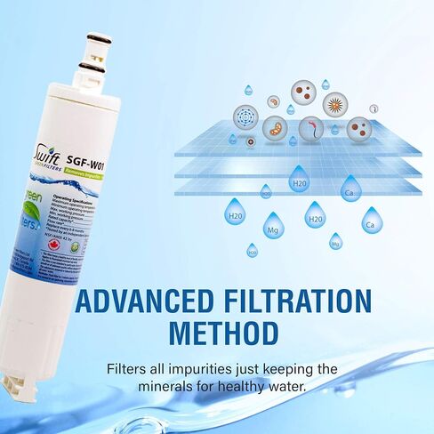 مرشح مياه بديل Whirlpool 4392922, 8212491, WFNLC240, WFLC400V, Thermador 4396548 قابل لإعادة التدوير بنسبة 100%، ومصنوع في الولايات المتحدة الأمريكية وكندا SGF-W01 (عبوتان) in Kuwait