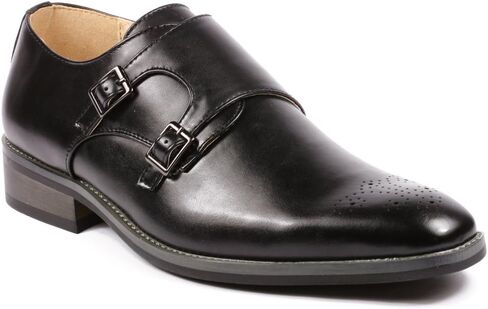 Metrocharm MC101 Men's Perforated Double Monk Strap Slip On Dress Shoes in Saudi Arabia
