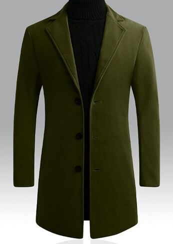chouyatou Men's Classic Notched Collar Business Top Coat Slim Fit Wool Mid-Length Trench Pea Coat in Saudi Arabia