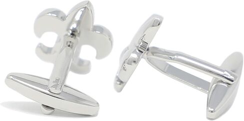 MENDEPOT Rhodium Plated Fashion Men Fleur De Lis Tie Slide Fleur De Lis Cuff Link Fleur De Lis Lapel Pin in Saudi Arabia