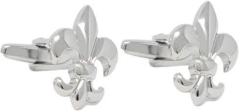 MENDEPOT Rhodium Plated Fashion Men Fleur De Lis Tie Slide Fleur De Lis Cuff Link Fleur De Lis Lapel Pin in Saudi Arabia