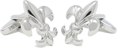 MENDEPOT Rhodium Plated Fashion Men Fleur De Lis Tie Slide Fleur De Lis Cuff Link Fleur De Lis Lapel Pin in Saudi Arabia