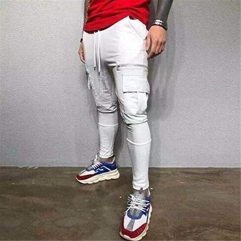 Astellarie Mens Casual Slim Fit Athletic Solid Color Comfort Stretch Jogger Pants in Kuwait