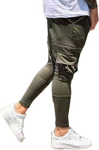 Astellarie Mens Casual Slim Fit Athletic Solid Color Comfort Stretch Jogger Pants in Kuwait
