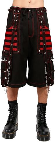 Men Gothic Bondage Black & Pink Men Pant Alternative Punk Rock Emo Trouser Pant Shorts/USA in Kuwait