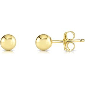 14k Yellow Gold Polished Ball Stud Earrings with Butterfly Pushback