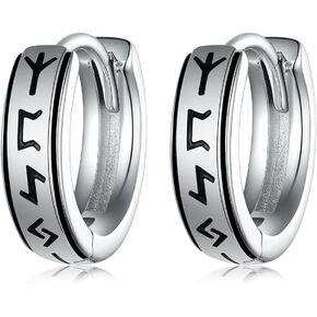 Hoop Earrings for Men 925 Sterling Silver Viking Earrings for Men Women Hypoallergenic Men's Hoop Stud Earrings in Kuwait