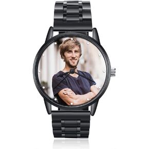 Personalized Photo Watches for Men Women Leather Strap Wrist Custom Any Name Wrist Watch for Couple Boyfriend Father's Day in Saudi Arabia