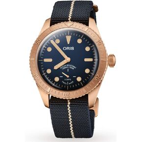 ساعة أوريس كارل براشير كاليبر 401 خمسة أيام باور ريفيرس نسخة محدودة قرص برونزي أزرق داكن 01 401 7764 3185-Set, برونزي, حزام in Kuwait